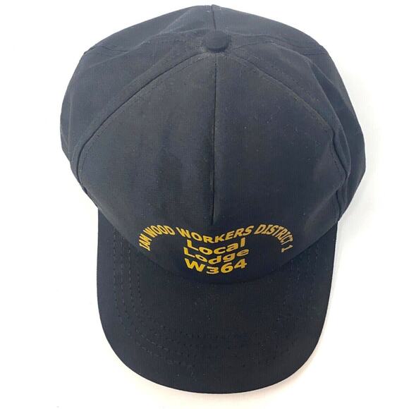 VTG Black Local Lodge 364 Snapback Trucker Hat OS Wood Workers Union Grandpa USA - Picture 2 of 12